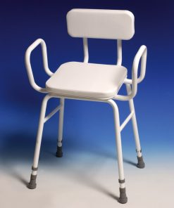Perching Stool - adj height with padded back and arms