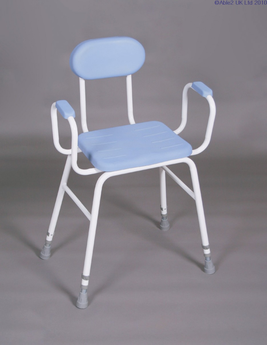 Perching Stool PU Seat - padded arms and padded back