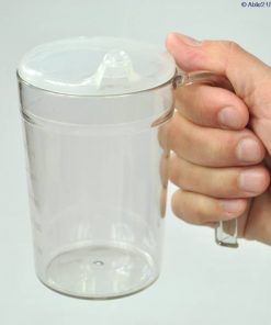 Clear Drinking Cup with handle & 2 lids 280ml