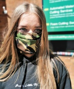 Camo Print Double Layered Surgical Style Pleated Reusable Polycotton Face Masks – Available in Packs of 5 or 10