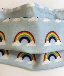 Rainbow Double Layered 100% Cotton Surgical Style Pleated Reusable Face Masks – Available in Packs of 5 or 10