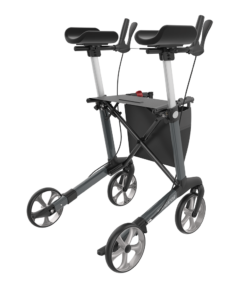 NAVIGATOR I - Fixed forearm supports, Indoor Arthritis Rollator, Large 62, Grey, TPE Wheels (3)