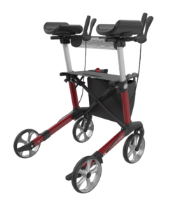 NAVIGATOR I - Fixed forearm supports, Indoor Arthritis Rollator, Medium 55, Red, TPE Wheels (3)
