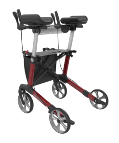 NAVIGATOR I - Fixed forearm supports, Indoor Arthritis Rollator, Medium 55, Red, TPE Wheels (4)