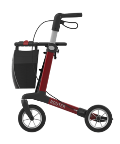 ROUTER - Aluminium Rollator, Large 62, Red, SOFT Wheels (3)