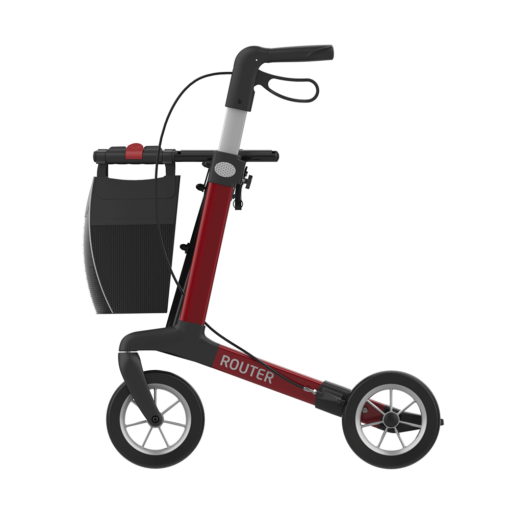ROUTER - Aluminium Rollator, Large 62, Red, SOFT Wheels (3)