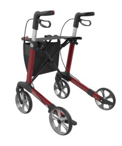 ROUTER - Aluminium Rollator, Large 62, Red, TPE Wheels (4)