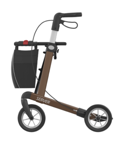 SERVER - Aluminium Lightweight Rollator, Large 62, Brown, SOFT Wheels (5)