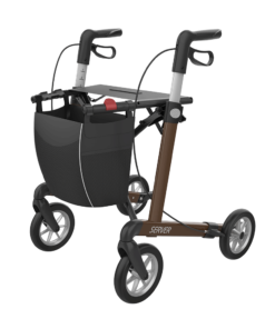SERVER - Aluminium Lightweight Rollator, Large 62, Brown, SOFT Wheels (6)