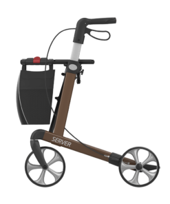SERVER - Aluminium Lightweight Rollator, Large 62, Brown, TPE Wheels (3)