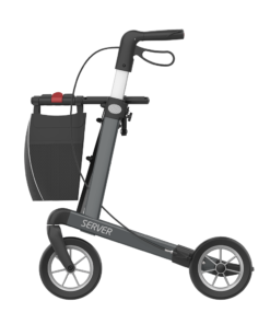 SERVER - Aluminium Lightweight Rollator, Large 62, Grey, SOFT Wheels (3)