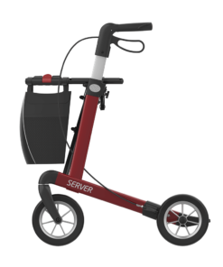 SERVER - Aluminium Lightweight Rollator, Large 62, Red, SOFT Wheels (3)