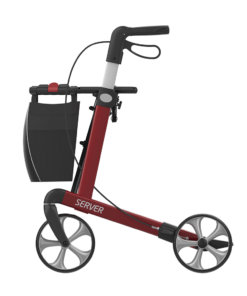 SERVER - Aluminium Lightweight Rollator, Large 62, Red, TPE Wheels (3)