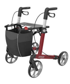 SERVER - Aluminium Lightweight Rollator, Medium 55, Red, TPE Wheels (3)