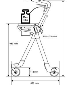 Seat, wheels, handle and tray specifications